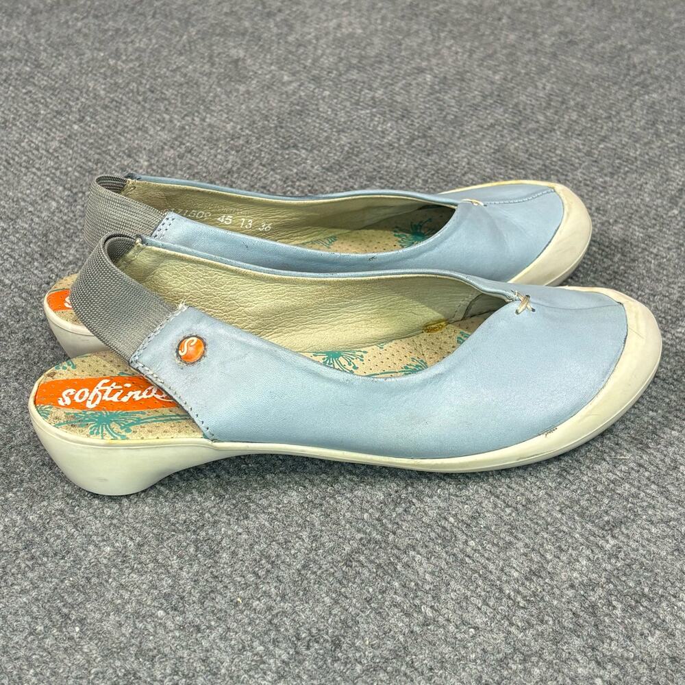 Softinos by Fly London Sandals Women’s 5.5 Leather Slingbacks Closed Toe Blue